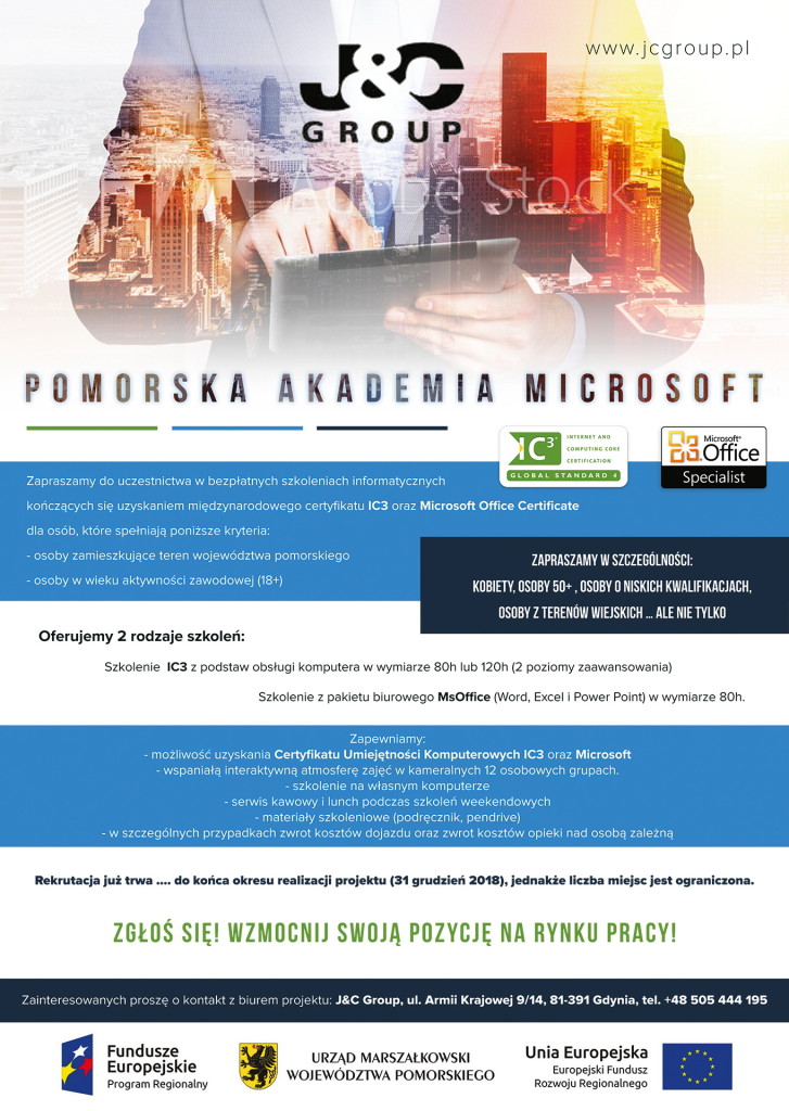 J&C Group Pomorskie - Plakat Pomorska Akademia Microsoft 2